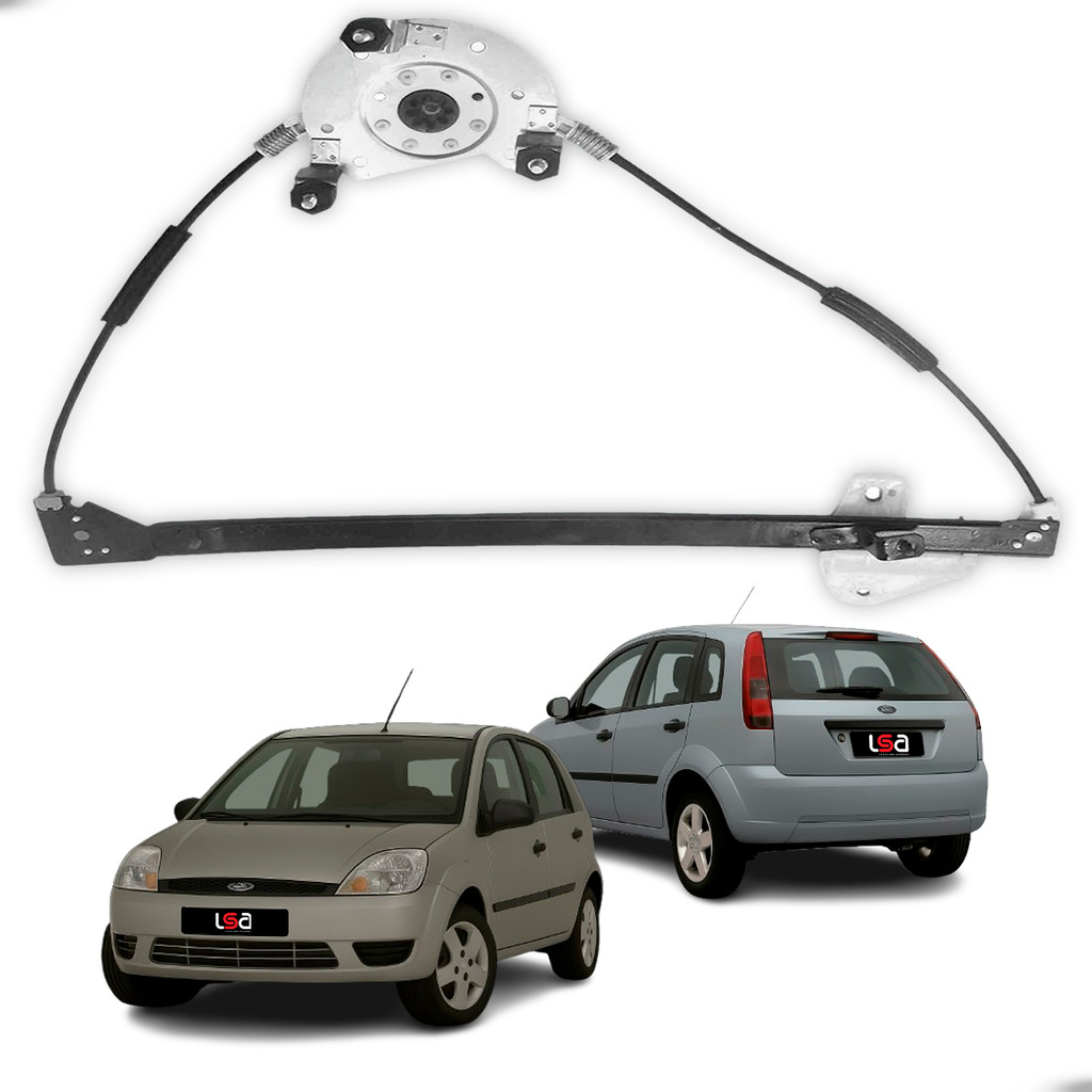 Elevador Vidro Dianteiro Esquerdo Ford Fiesta Amazon 2002-2014 em Aço Reforçado Silencioso Encaixe Perfeito