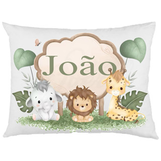 Fronha para Travesseiro de Bebê Personalizada Safari 30 x 40 Creche Escola com nome em Oferta na Shopee