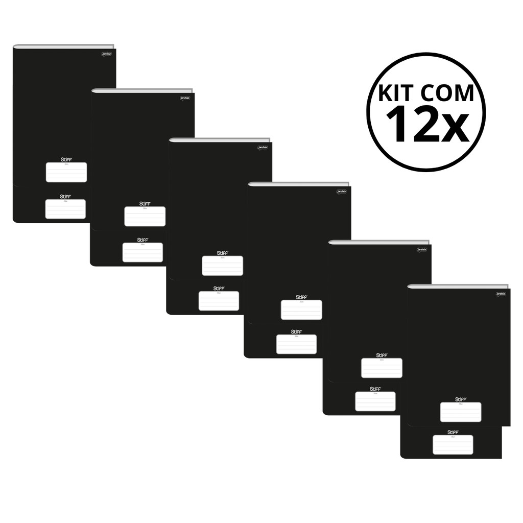 Kit Com 12 Caderno Brochura 96 Fls Pautado Capa Dura - Stiff KITS:KIT 07