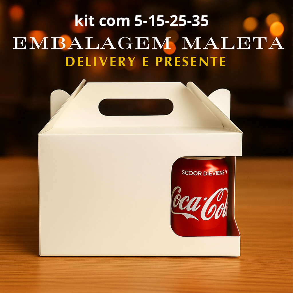 Caixa Maleta Embalagem Branca Delivery Para Festa Lanche Bento Cake Lembrancinhas Kit 5 15 25 35