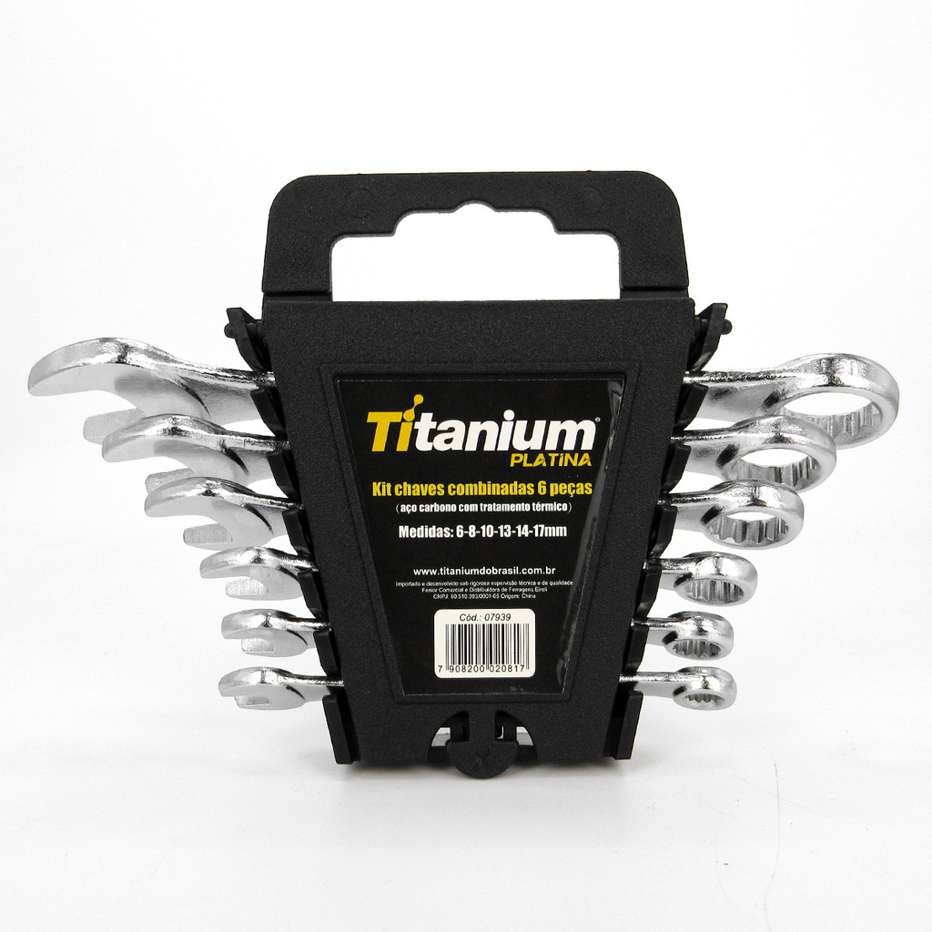 Jogo de 6 Chaves Combinadas 6mm a 17mm com Estojo – Titanium Platina Aço Carbono em Oferta na Shopee