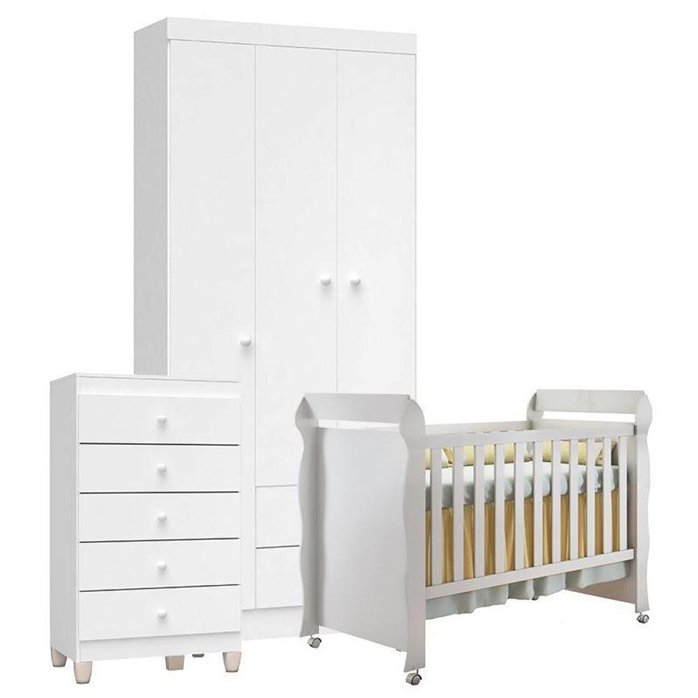 Quarto De Bebê 3 Portas Com Gaveteiro Ternura Baby E Berço Mirelle Branco Brilho - Incorplac em Oferta na Shopee