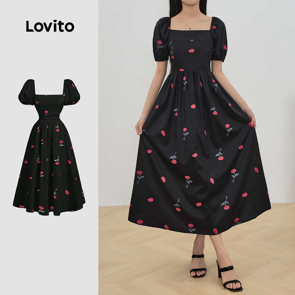 Lovito Vestido Elegante De Flores Florais Para Mulheres LBL24692 - Women Clothes