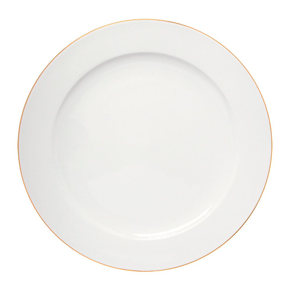 Prato Raso de Porcelana Branco Fio de Ouro Royal 27cm - Hauskraft em Oferta na Shopee