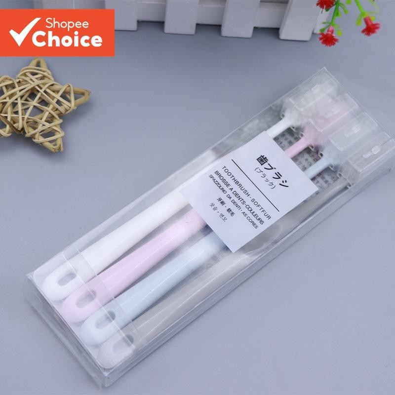 Escova de Dentes Macaron 4 Pcs 4 Cores Bambu Carvão Vegetal Fino Cerdas Suaves Domésticas Big Head Travel