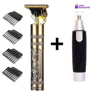 Maquina cortar cabelo acabamento barbear barbeador eletrico pezinho vintage buda dragão t9