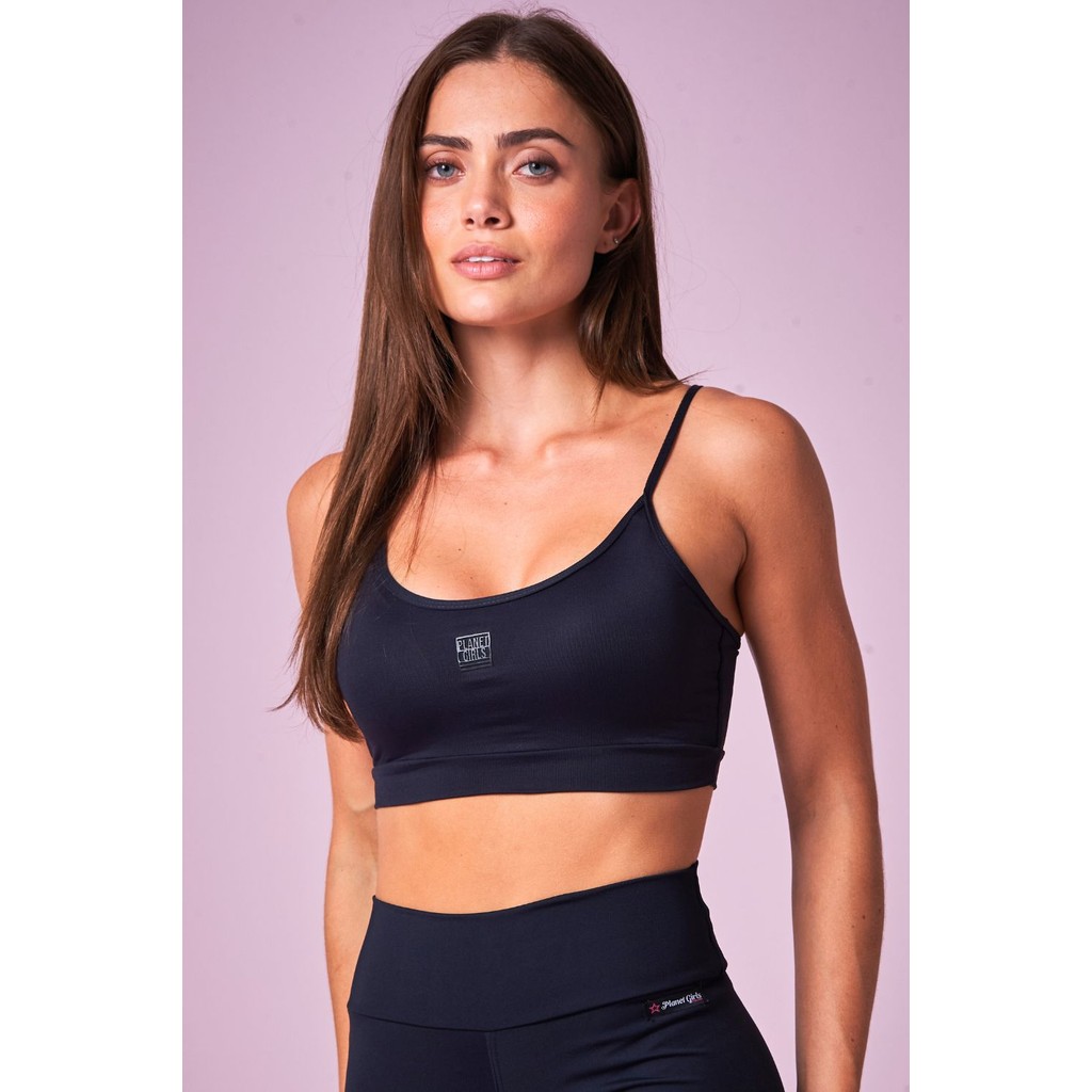 Top Feminino Fashion Fitness Com Bojo Planet Girls Preto - Women Clothes