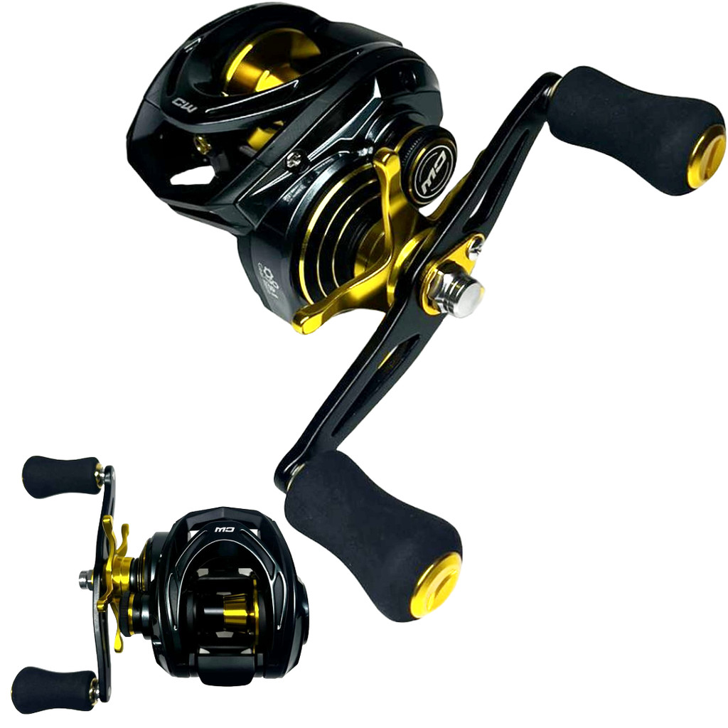 CARRETILHA DE PESCA CW MG BLACK - 9 ROLAMENTOS - DRAG 8KG - COROA/PINHAO EM BRONZE