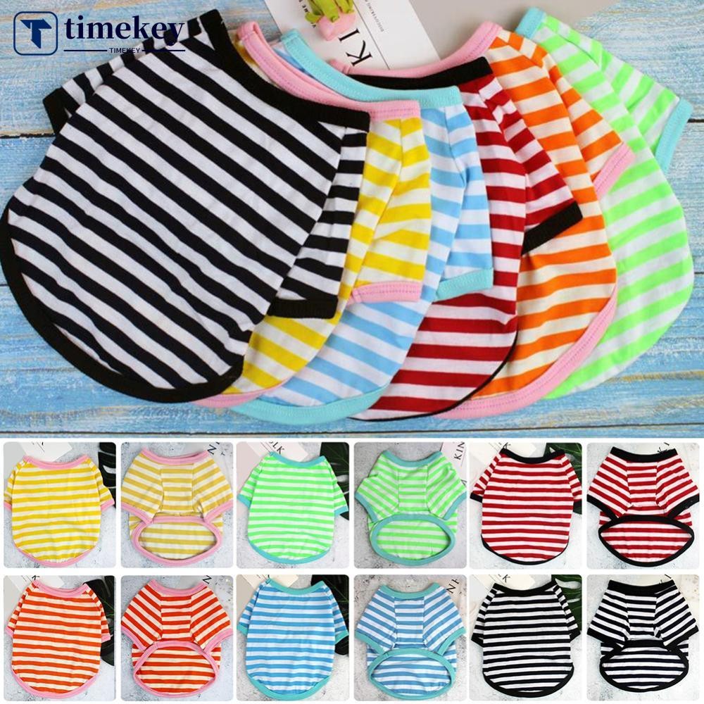 TIMEKEY Listra Verão Primavera Cão Camiseta Macio Pequeno Médio Filhote De Cachorro Roupas Impressas Pet N4O1