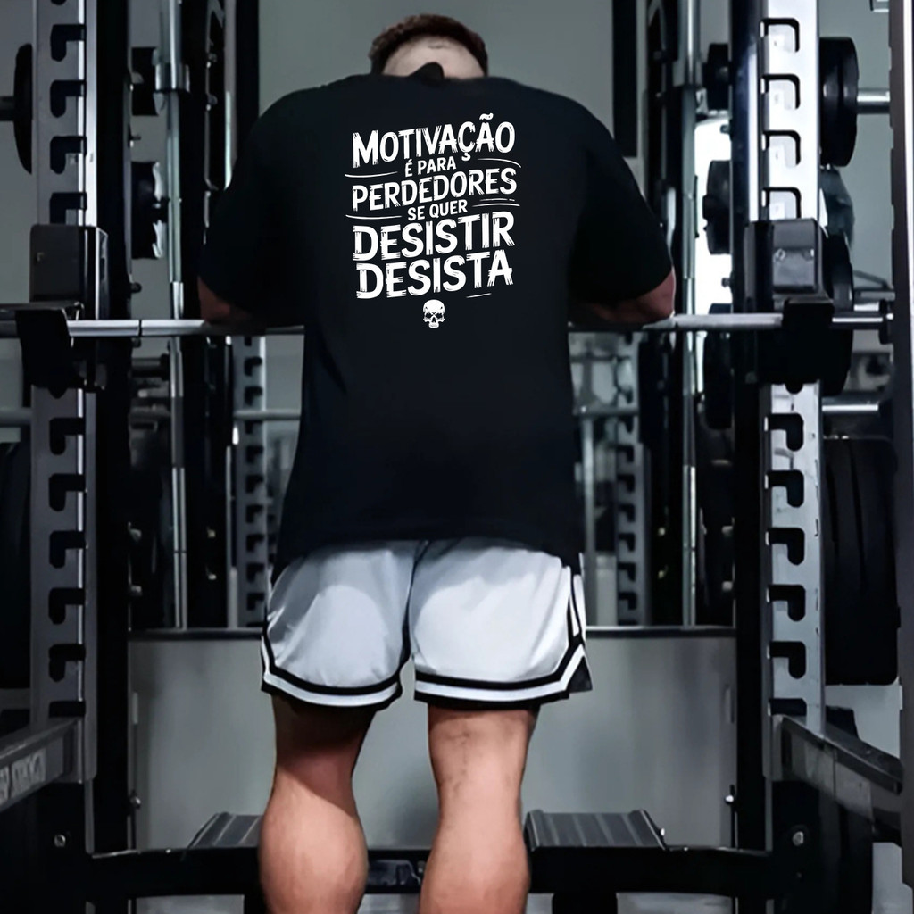 Camiseta Camisa Oversized para Academia Frase Motivacional Treino Musculação Streetwear 100% Algodão