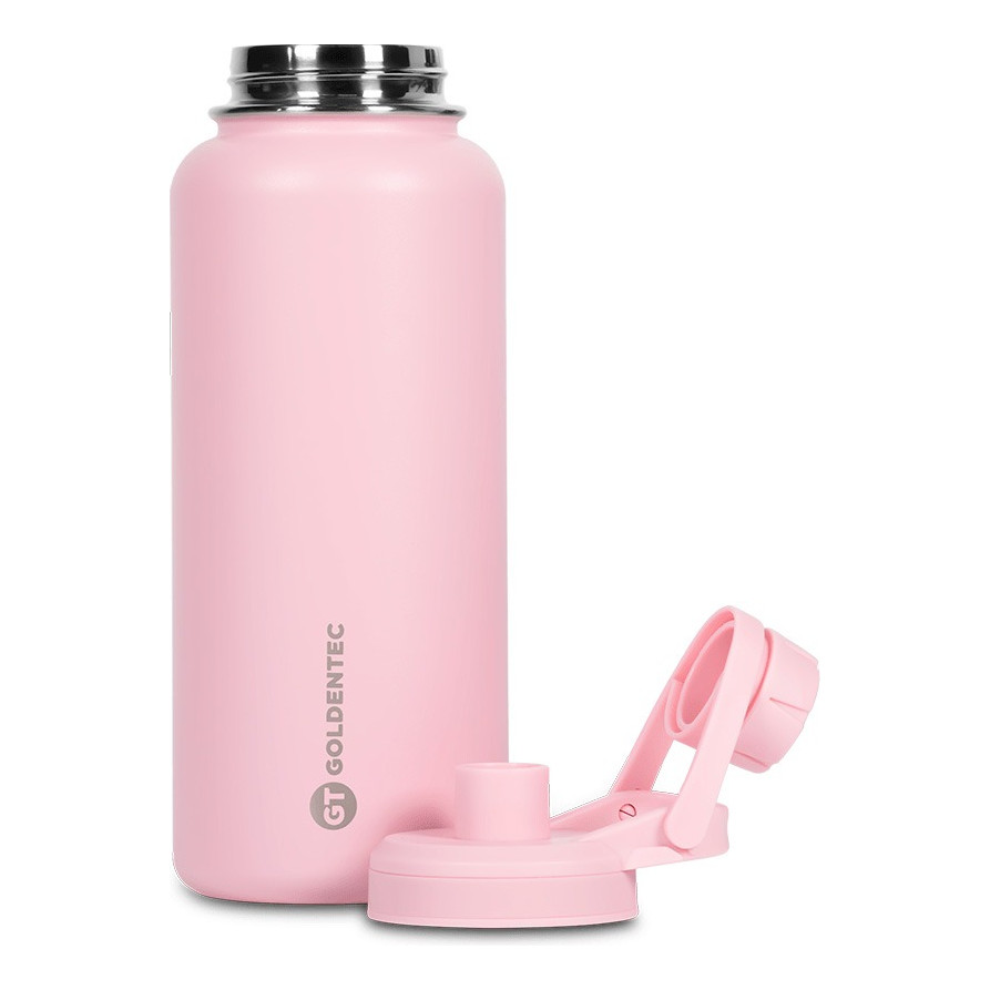 Garrafa Térmica Inox Goldentec 1000ml para bebidas quentes ou frias com tampa e bico - Rosa Claro em Oferta na Shopee