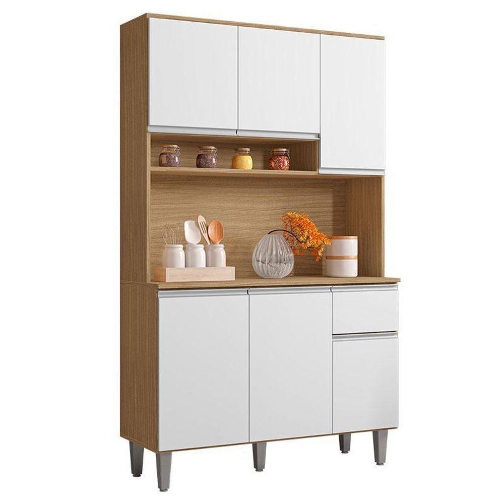 Armário Para Cozinha Kit Márcia Amêndoa Branco em Oferta na Shopee