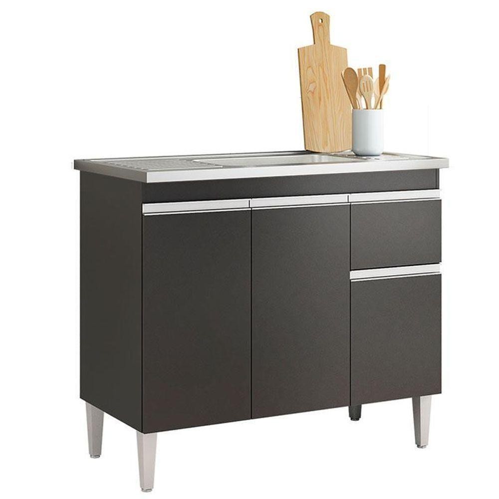 Balcão De Pia Tatiane 100cm Preto Fosco