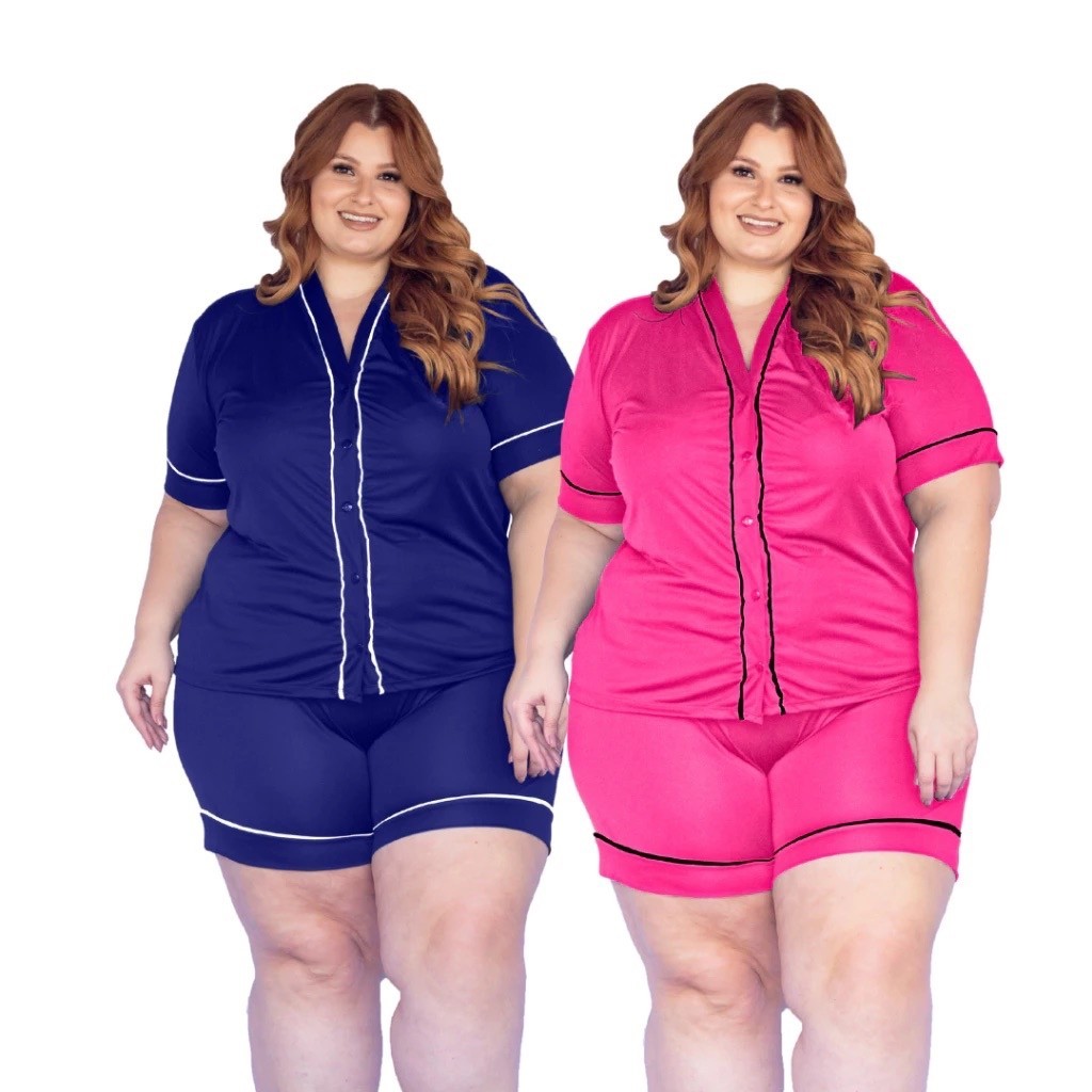 Kit 2 Pijamas Americano Plus Size Manga curta — imagem 2 de 2