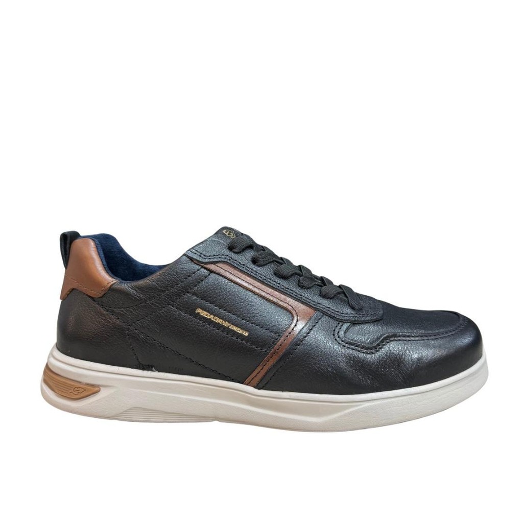 Sapatênis Pegada Masculino Couro Preto 112401 Conforto Preto
