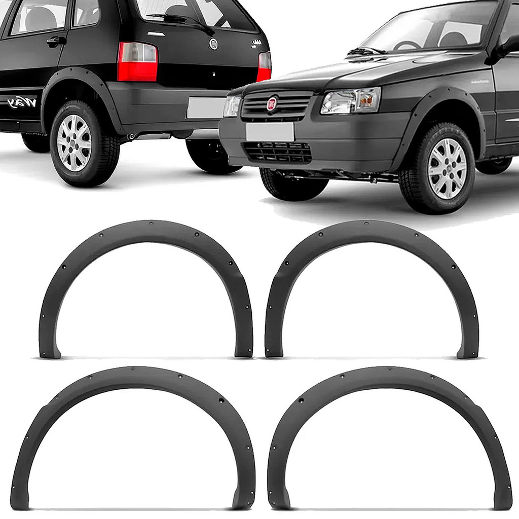 Kit 4 Acabamento Paralama Uno Way 2008 2009 2010 2011 Cinza