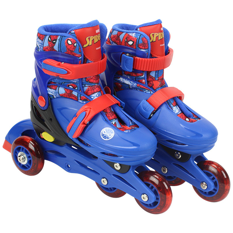 Patins 2 em 1 ajustável tamanho 32-35 com kit radical de proteção Homem-Aranha 60 kg