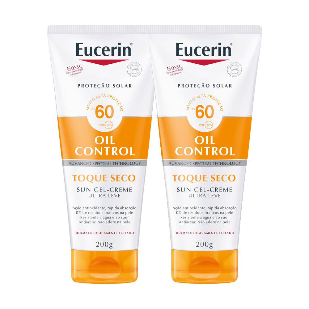 Kit 2 Eucerin Sun Toque Seco FPS 60 Protetor Solar Gel-Creme 200ml - Beauty
