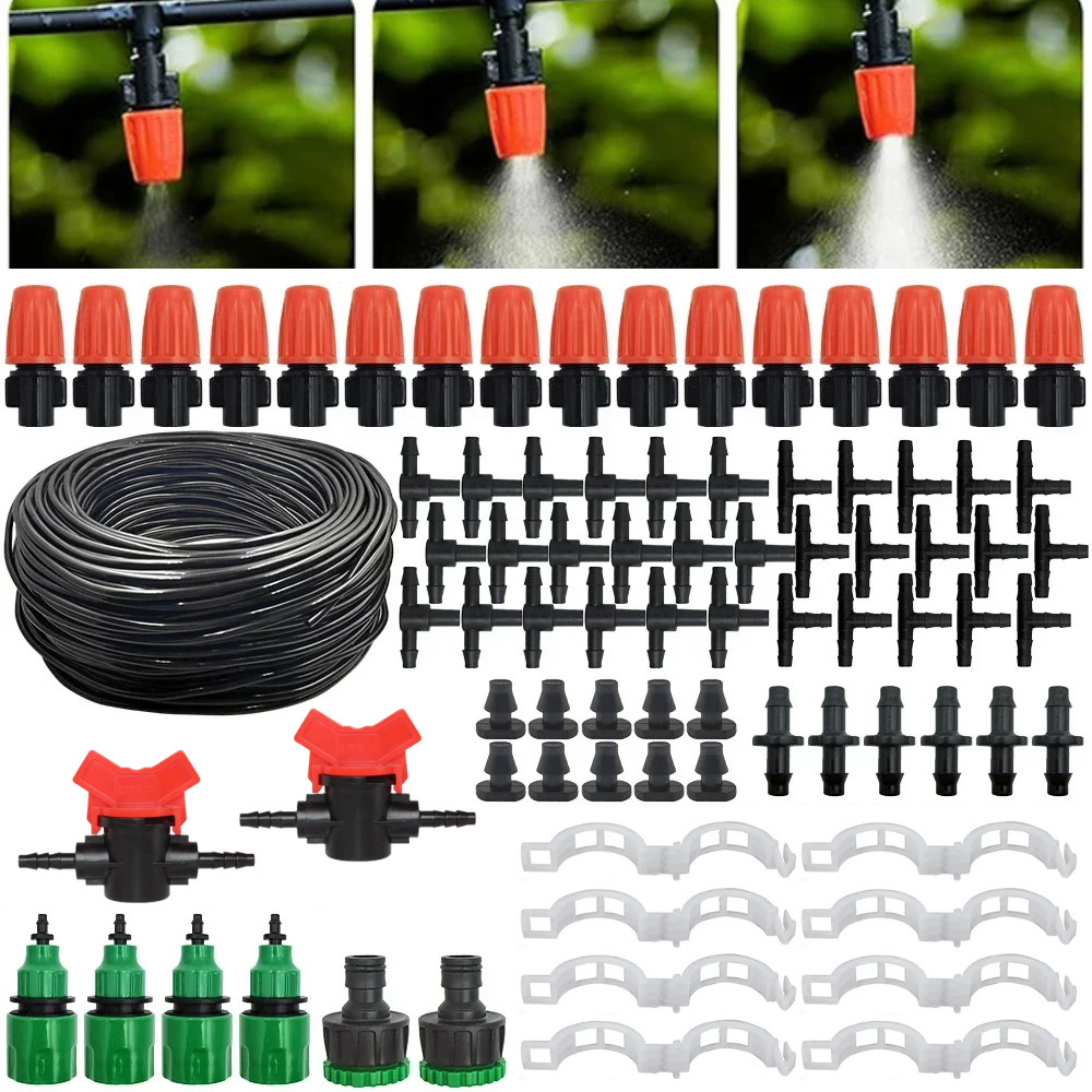 Kit Irrigação Completo Nebulização Gotejamento Para Horta Jardim Vaso 10 A 20 Metros