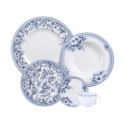 Aparelho Jantar Azzura 30 Peças Porcelana Alta Qualidade Estampa Flores Azuis 6 Pessoas Tramontina