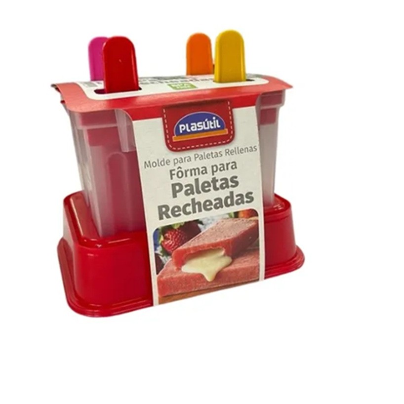Forma Paleta Mexicana Recheada Molde Sorvete Picolé 4 Pçs Plasutil