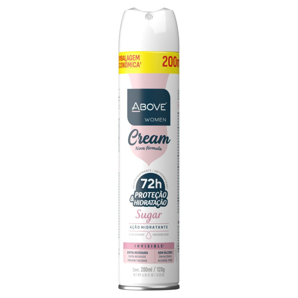 Desodorante Antitranspirante Above Women Cream Sugar Invisible Aerossol 200ml - Beauty
