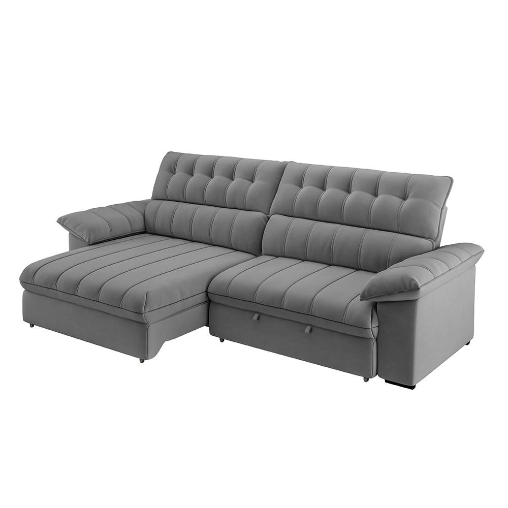 Sofá Retrátil Reclinável Torino 330cm Veludo Slim Chumbo Conforto e Elegância Besthouse em Oferta na Shopee