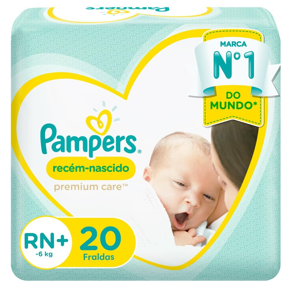 Fralda Pampers Recém-Nascido Premium Care RN+ com 20 Unidades - Mom & Baby