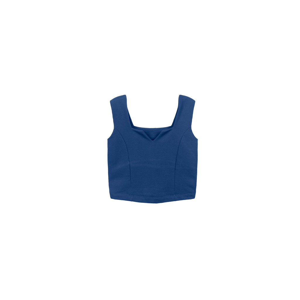 Blusa Feminina Cropped com Decote Diferenciado Marialícia Azul - Women Clothes