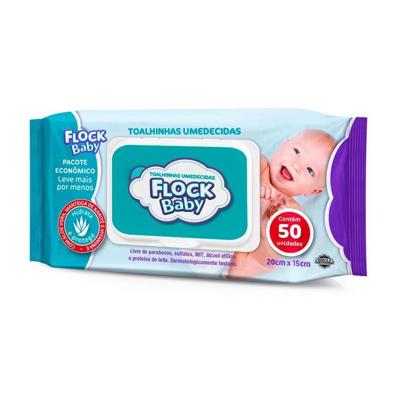 Lenços Umedecidos Flock Baby 50 Unidades em Oferta na Shopee