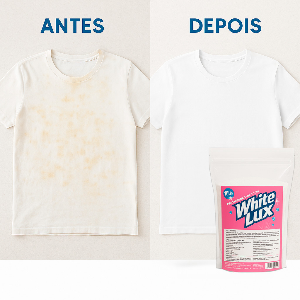 Percabonato de Sódio  Alvejante Whitelux 1kg  Tira Manchas Sem Cloro, Roupas Brancas e Coloridas