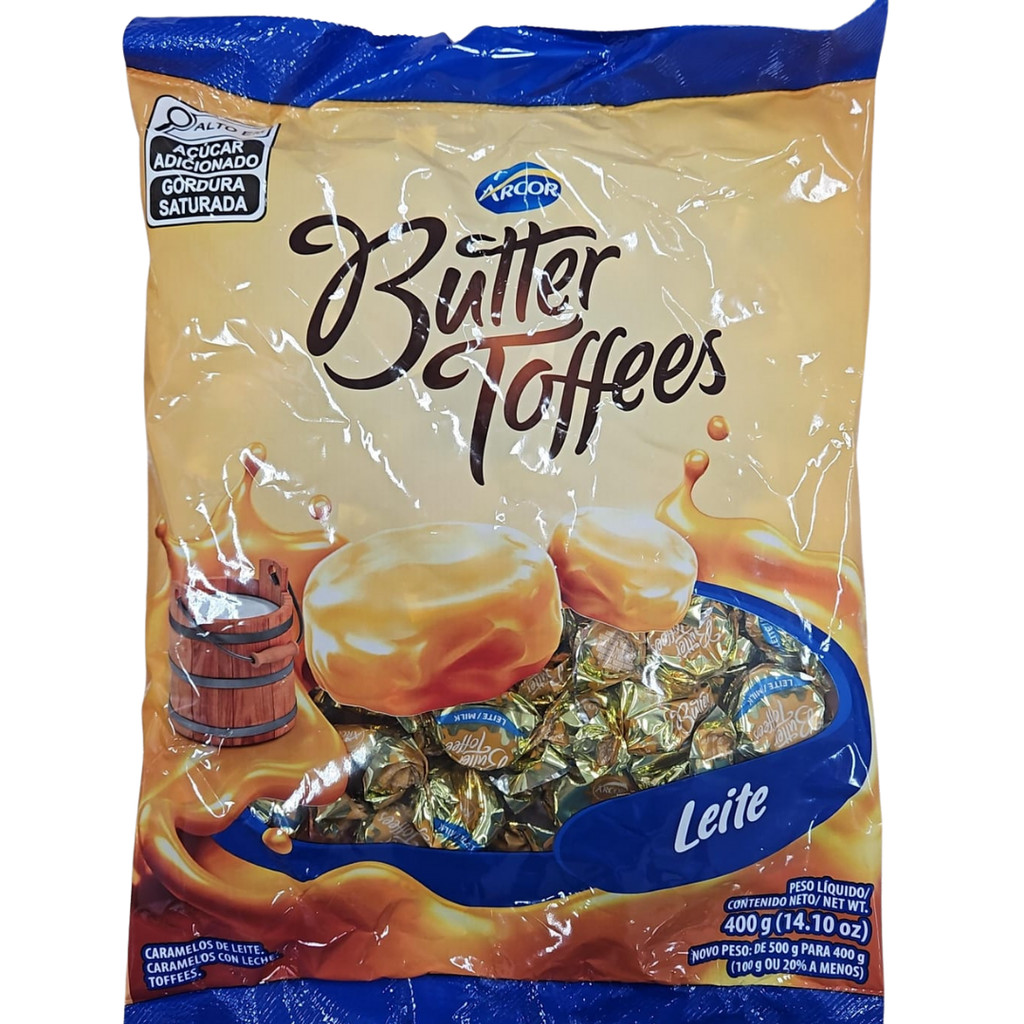 Bala Mastigável Butter Toffes Leite 400g em Oferta na Shopee