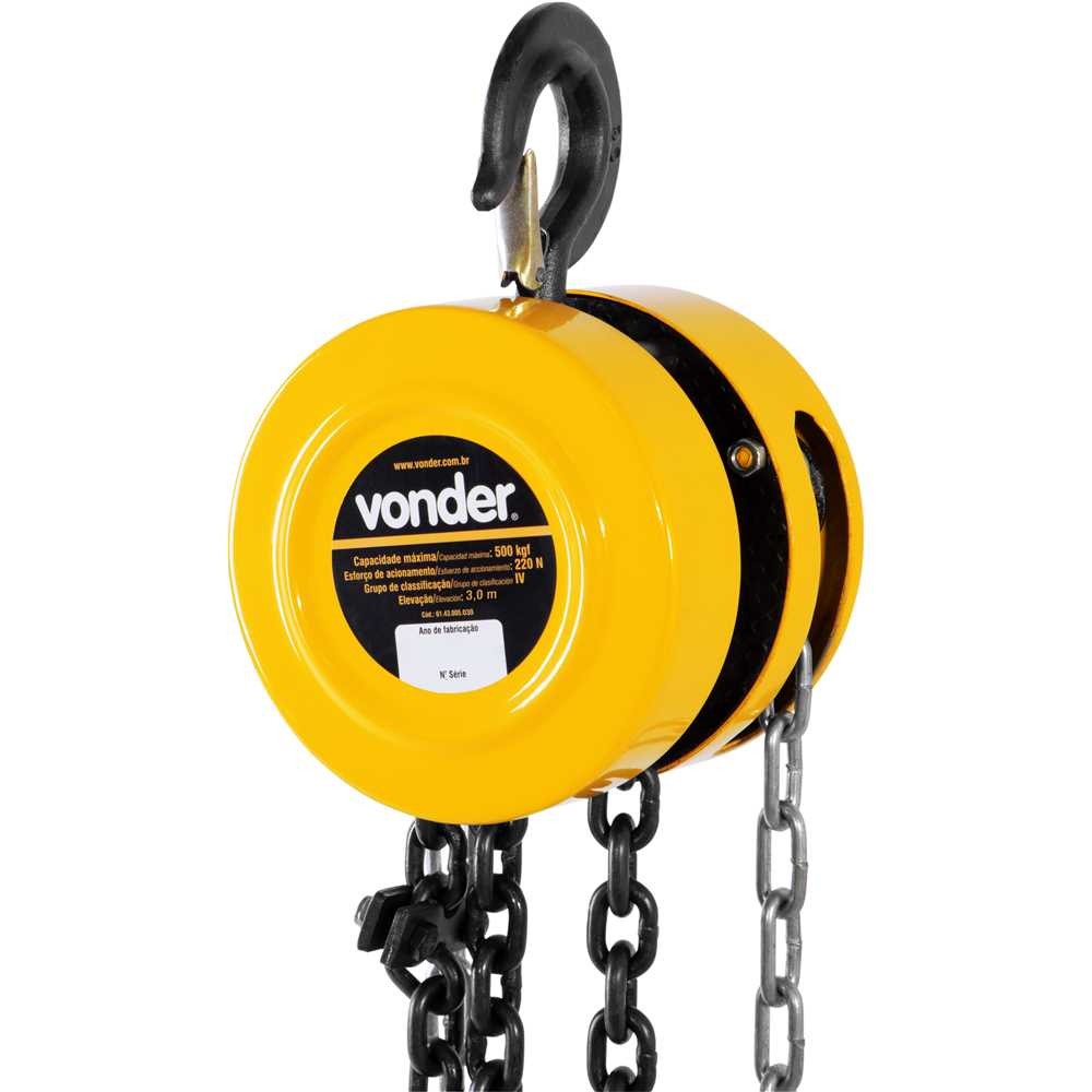 Talha Manual 2 Toneladas (2,0 tf) Elevação 3,0 m Vonder