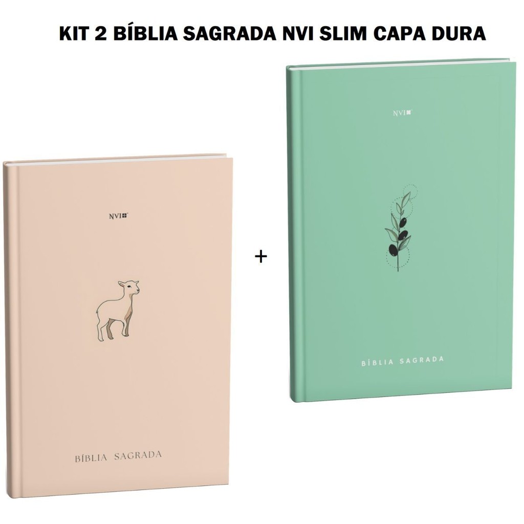 Kit 2 Bíblia Sagrada | Slim | NVI | Capa Dura | Cordeiro de Deus + Oliveira