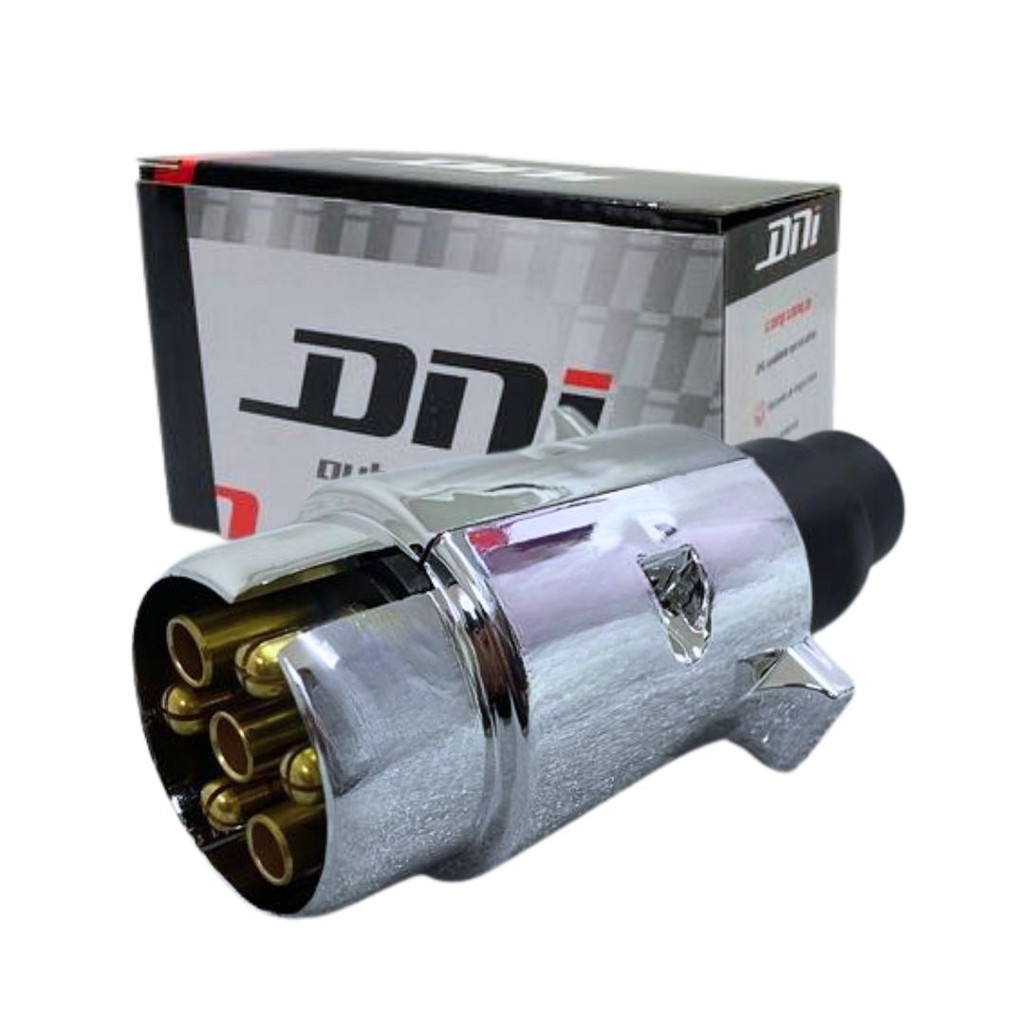 Tomada Carretinha 7 Polos Plástico Cromado Engate Carretinha 7 Pinos Bivolt 12/24v DNI 8379