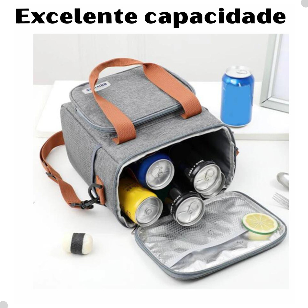 Detalhes do Bolsa Térmica Marmita Lancheira Cerveja Bebidas 12 Latinhas