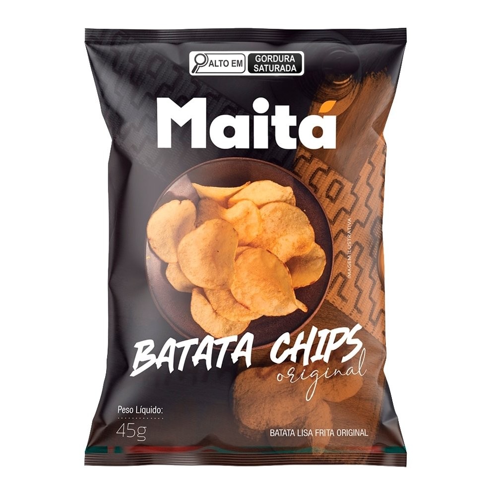 Batata Chips Maitá Lisa Natural 45g Embalagem com 20 Unidades