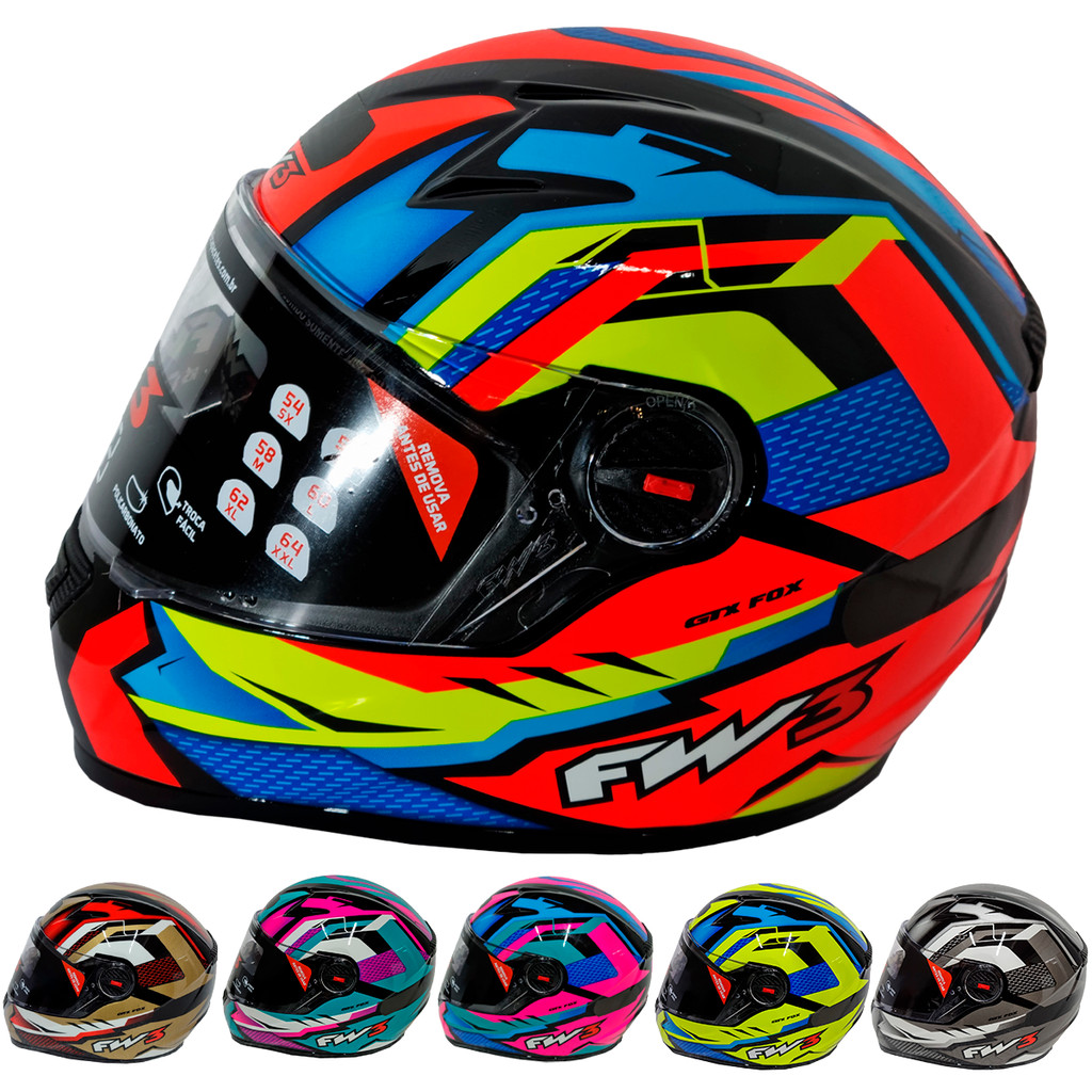 Capacete Integral Fw3 Gtx Fox Com Oculos Interno em Oferta na Shopee