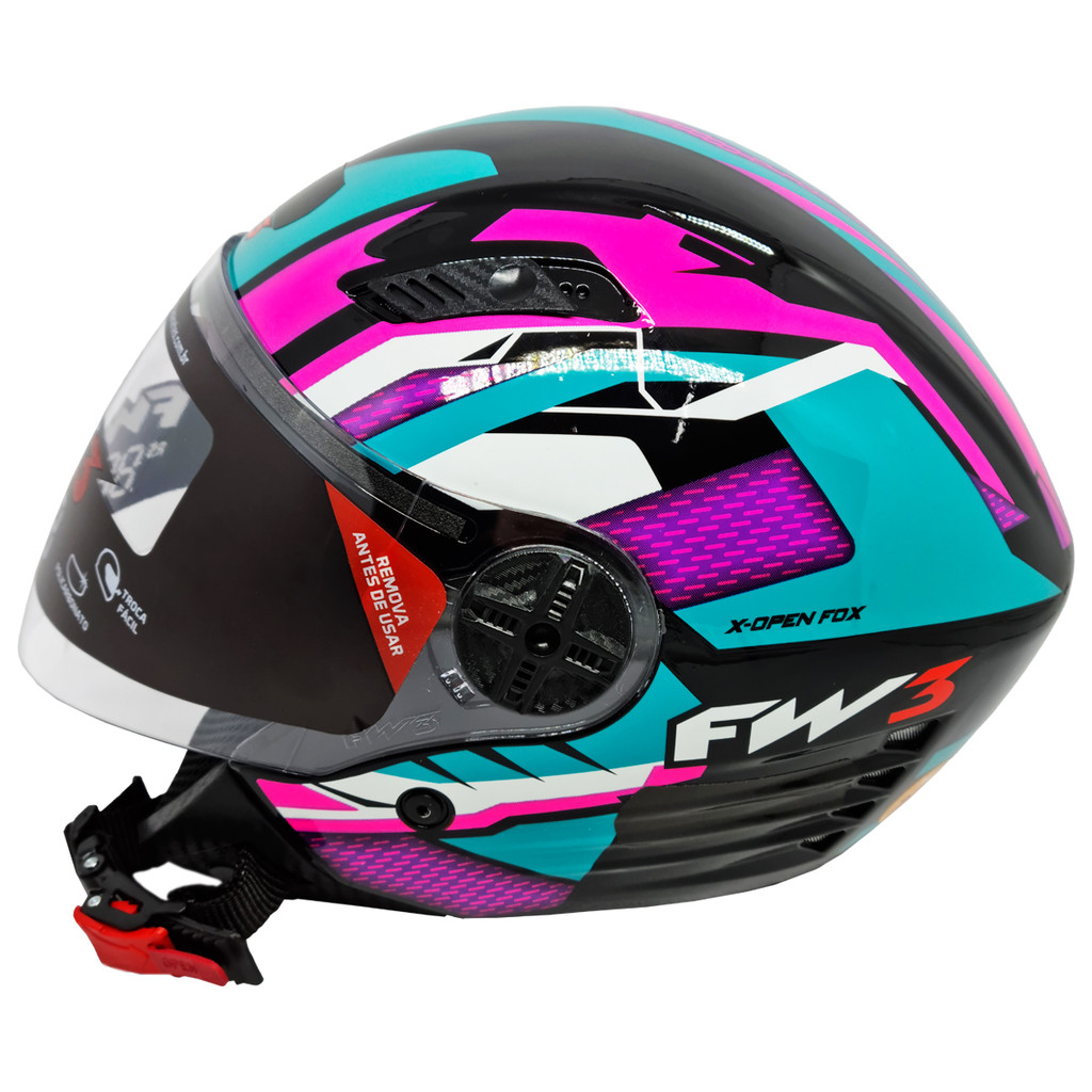 Capacete Aberto Fw3 X Open Fox Azul Tiffany C/ Rosa Oculos em Oferta na Shopee