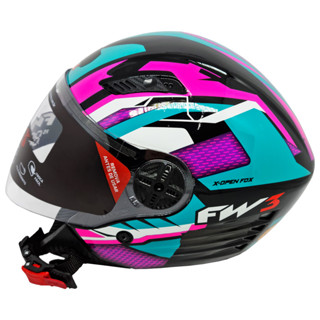 Capacete Aberto Fw3 X Open Fox Azul Tiffany C/ Rosa Oculos em Oferta na Shopee