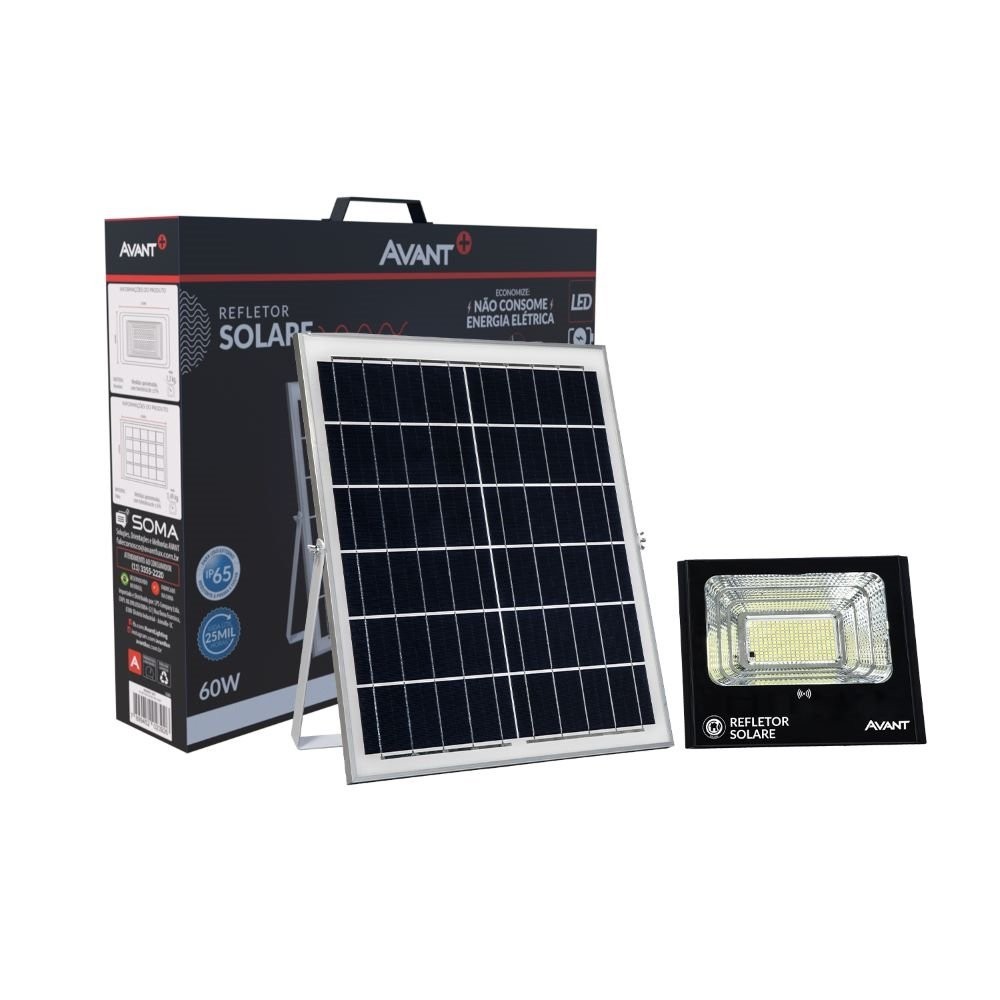 Refletor Avant Solare LED 60w 6500k Preto em Oferta na Shopee