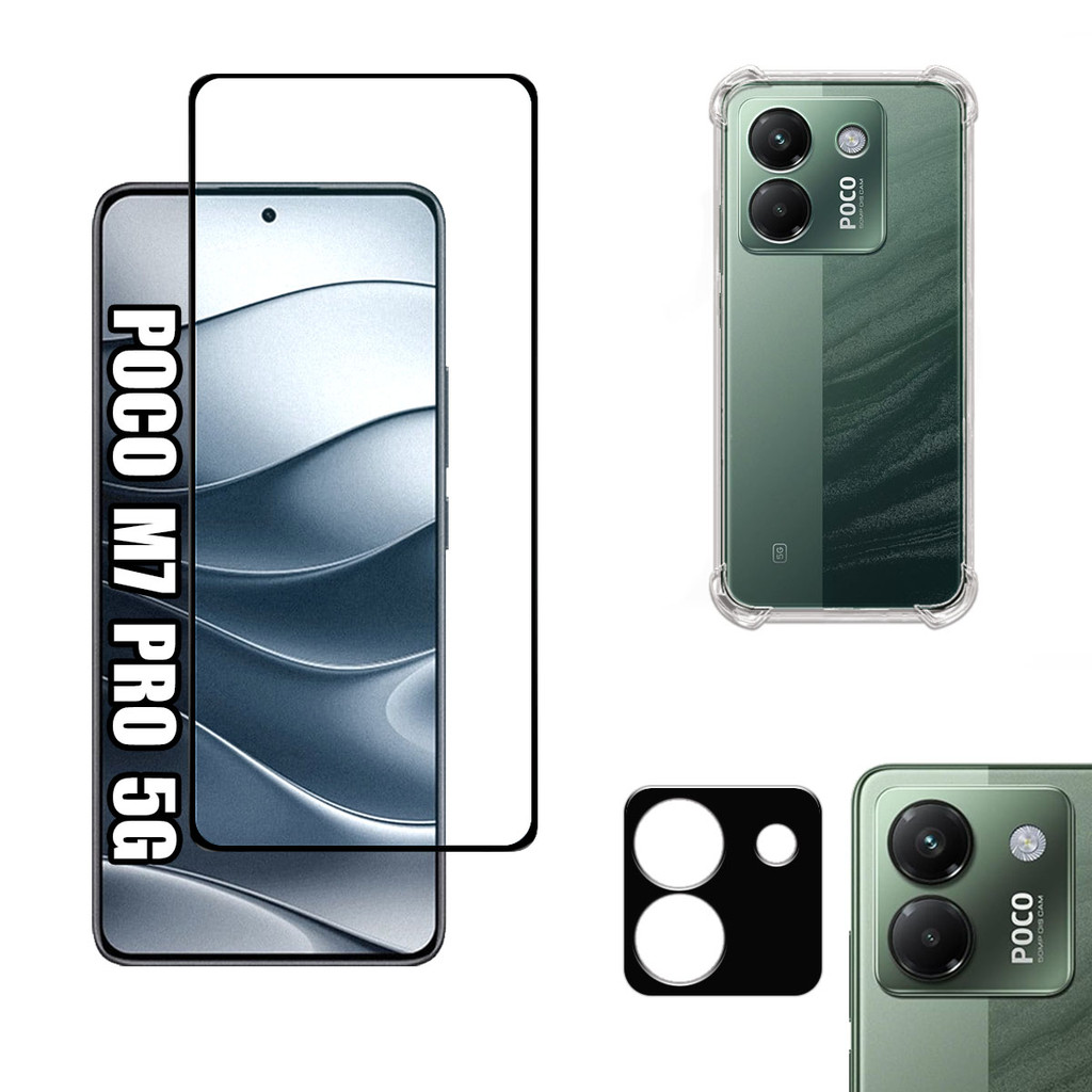 KIT Para Xiaomi Poco M7 Pro 5G - Película de Vidro 3D - Capa - Câmera em Oferta na Shopee