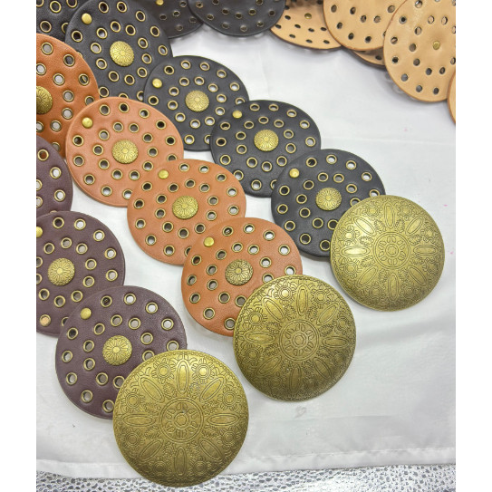 Detalhes do Cinto Feminino Médio Estilo Barroco Couro Sintético Adornado Em Metal Dourado Redondo
