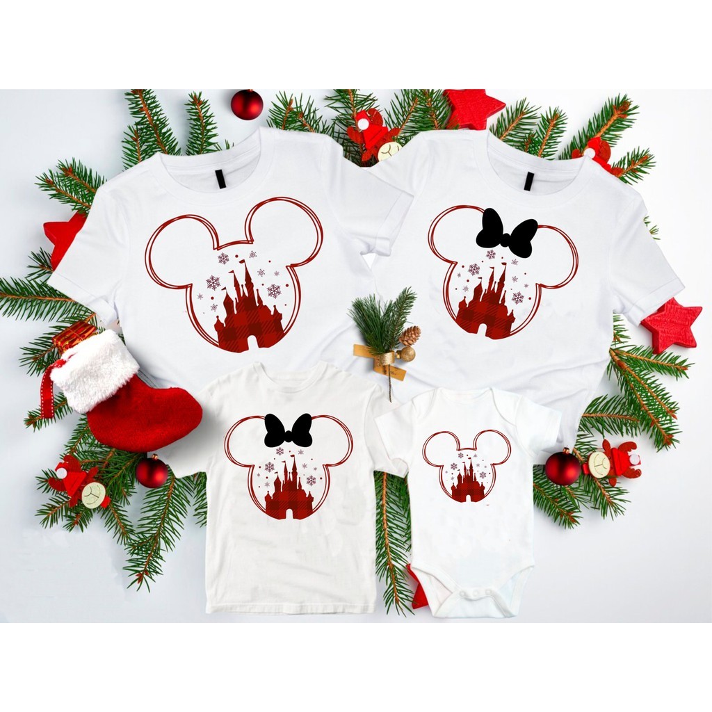 SOMENTE 1 PEÇA - ADULTO OU INFANTIL - PEÇA AVULSA / UNITÁRIA - Monte seu kit de Camisetas Família Natal - Mickey Minnie