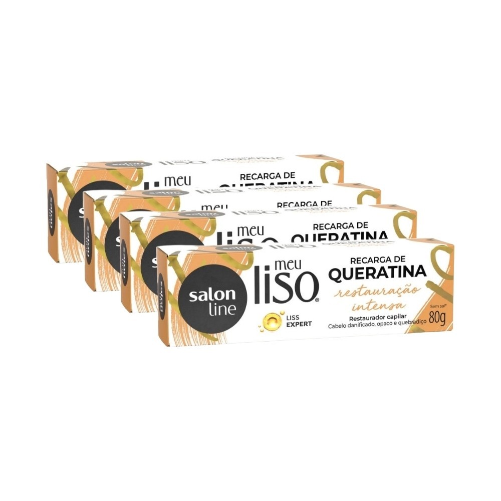 Kit Recarga Queratina Salon Line Meu Liso Restauração Intensa 80g (4 unidades) em Oferta na Shopee
