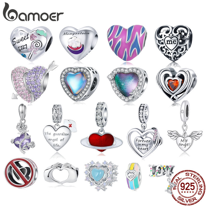 Bamoer 925 Sterling Silver Charms Pingente De Prata Acessórios De Casal BSC574 em Oferta na Shopee