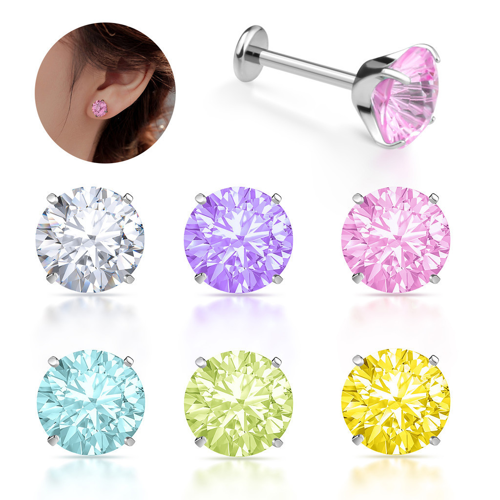 【LOMISS】Piercing Helix Labret Titânio Multicolorido Ponto De Luz Zircônia Colorida Piercing de Orelha Conch em Oferta na Shopee
