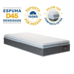 Colchão de Espuma D45 Pillow Top Fort Comfort Solteiro 88cm