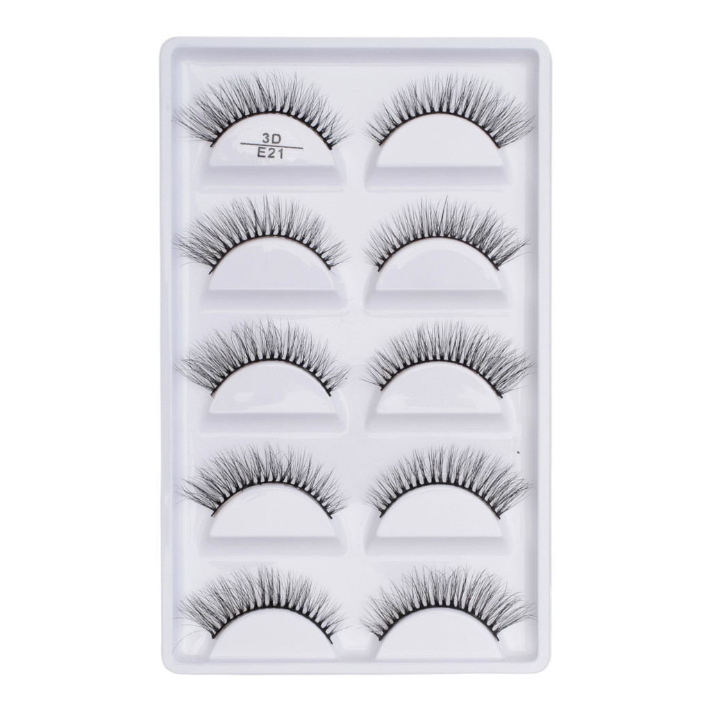 Cartela com 5 pares de cilios postiços naturais modelo - E21