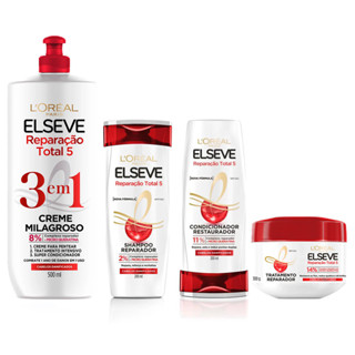 REPARAÇÃO TOTAL5 ELSEVE SHAMPOO + COND + MÁSC + CREME 3 EM 1 em Oferta na Shopee